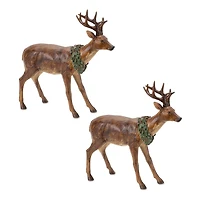 Reindeer with Wreath Figurines, Set of 2