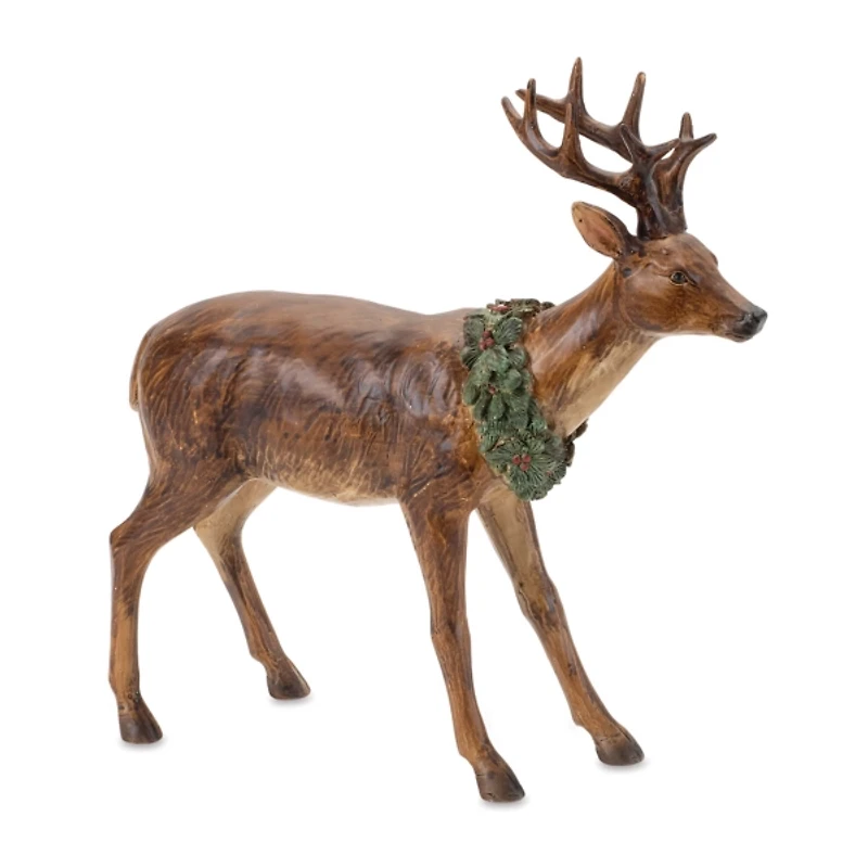Reindeer with Wreath Figurines, Set of 2