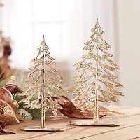 Metallic Gold Pine Trees, Set of 2
