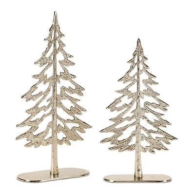 Metallic Gold Pine Trees, Set of 2