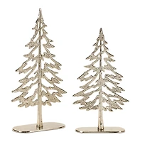 Metallic Gold Pine Trees, Set of 2