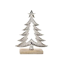 Silver Metal Pine Tree Figurines, Set of 2