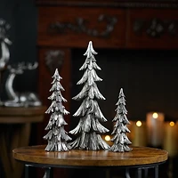 Silver Snowy Pine Trees, Set of 3