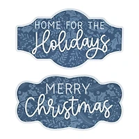 Blue Holiday Sentiment Wall Plaques, Set of 2