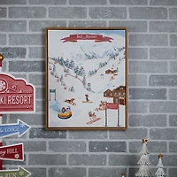 Ski Dogs Framed Canvas Art Print