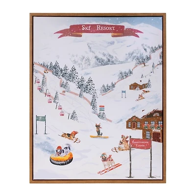 Ski Dogs Framed Canvas Art Print