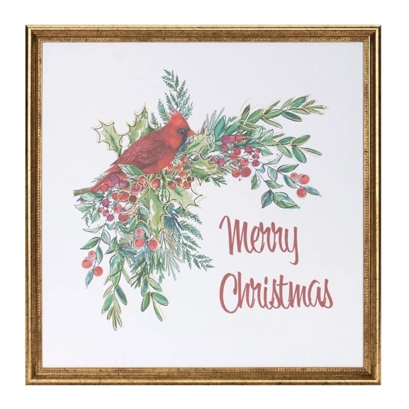 Merry Christmas Cardinal Framed Art Print