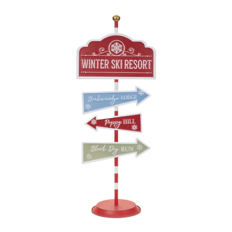Whimsical Dog Winter Ski Resort Sign, 34 in.