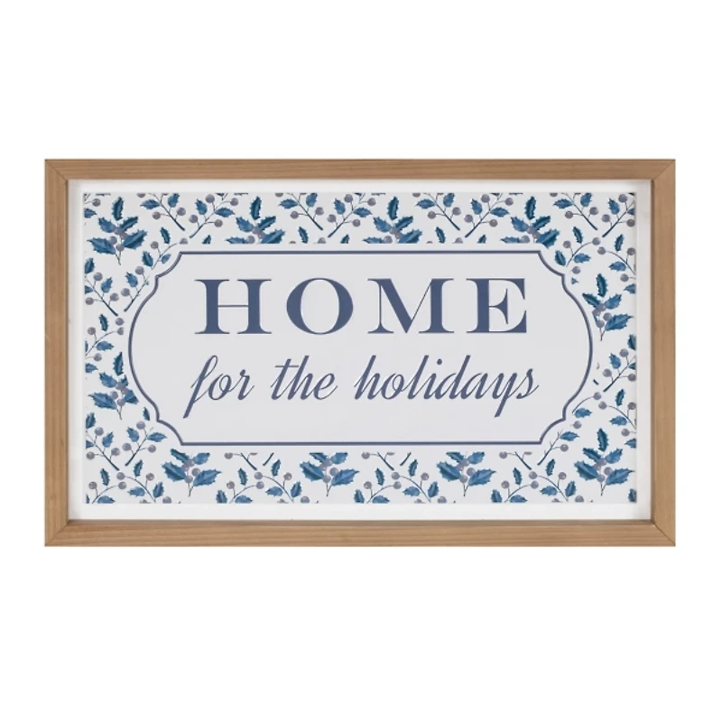Blue Home for the Holidays Wall Plaque