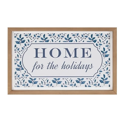Blue Home for the Holidays Wall Plaque