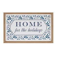 Blue Home for the Holidays Wall Plaque