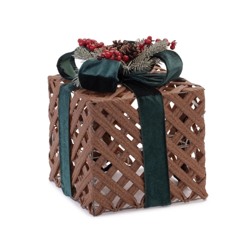 LED Woven Christmas Gifts with Bows, Set of 3