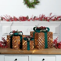 LED Woven Christmas Gifts with Bows, Set of 3