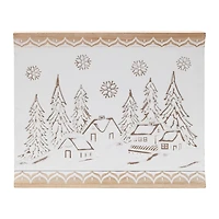 Carved Wood Winter Village Wall Plaque