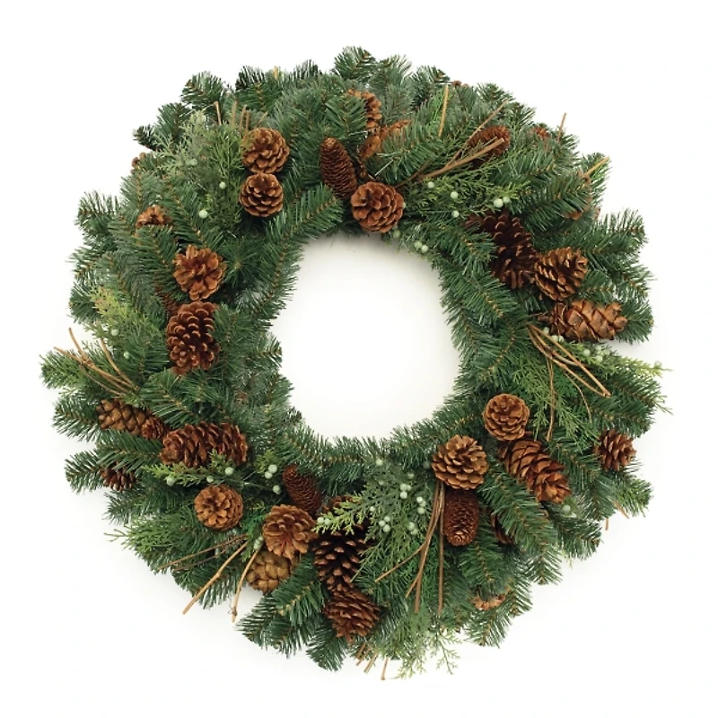Mixed Pine and Pinecone Wreath, 32 in.