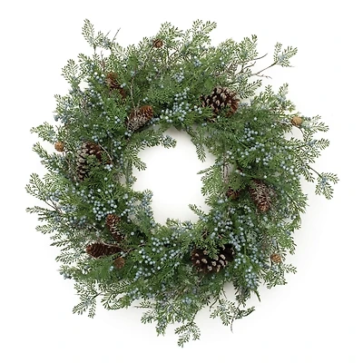 Mixed Juniper and Pinecone Wreath
