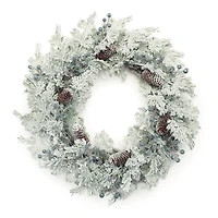 White Flocked Cedar and Pine Wreath
