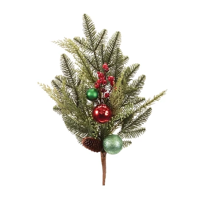 Mixed Pine and Colorful Ornaments Sprays, Set of 2