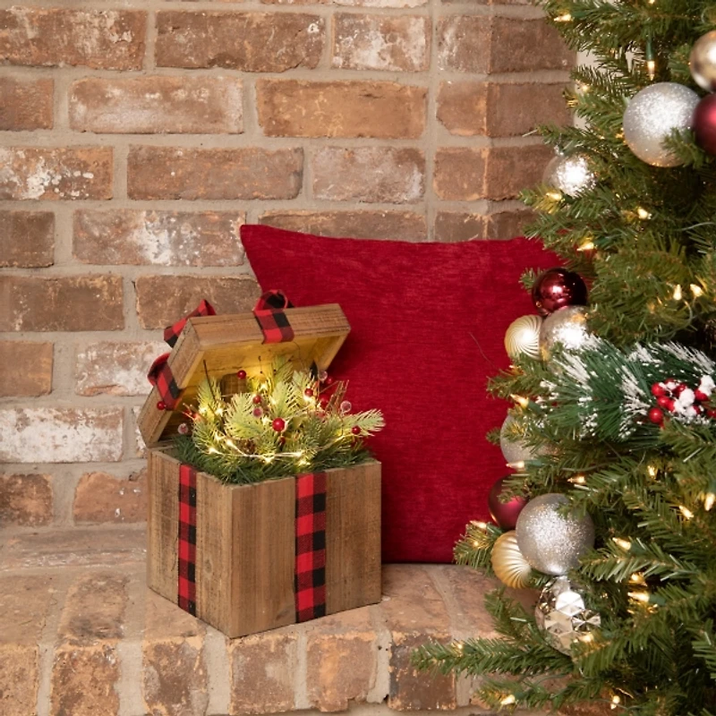 Brown LED Pine Arrangement Gift Box