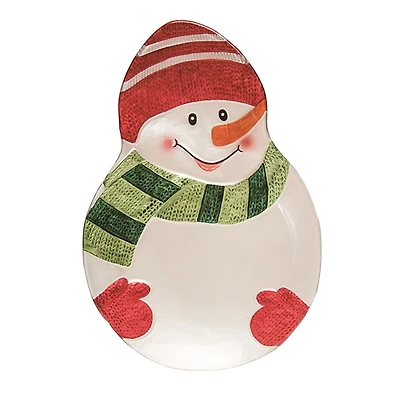 Snowman Fused Glass Serving Platter
