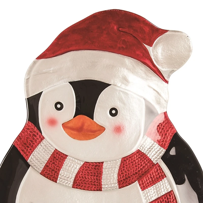 Penguin Fused Glass Serving Platter