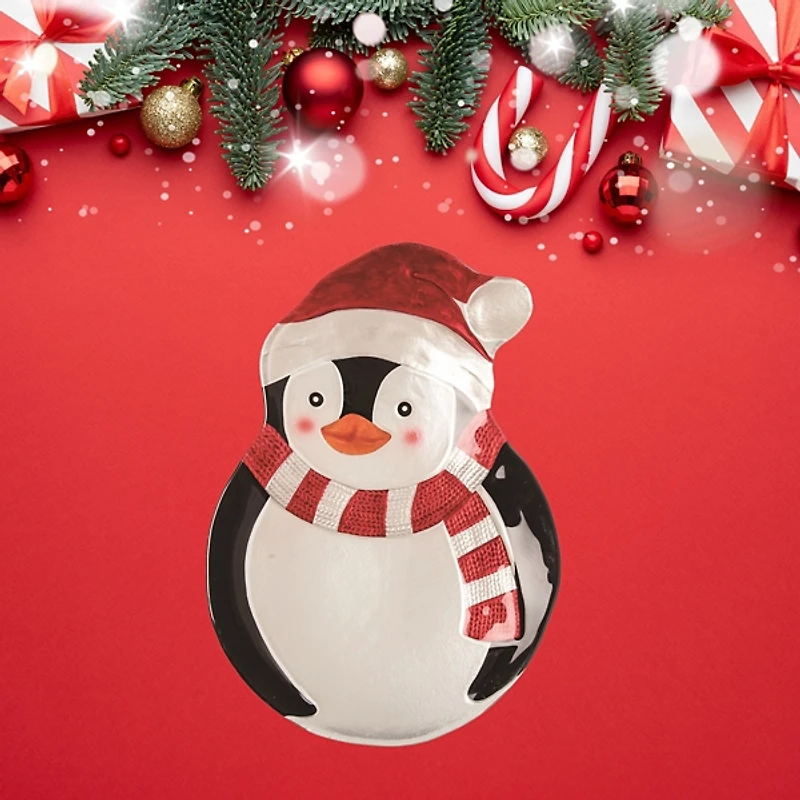 Penguin Fused Glass Serving Platter