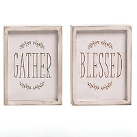 Holiday Sentiment Reversible Wood Blocks, Set of 4