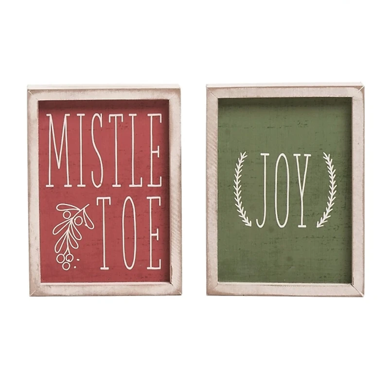 Holiday Sentiment Reversible Wood Blocks, Set of 4
