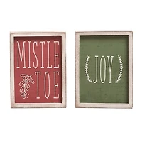 Holiday Sentiment Reversible Wood Blocks, Set of 4