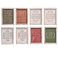 Holiday Sentiment Reversible Wood Blocks, Set of 4