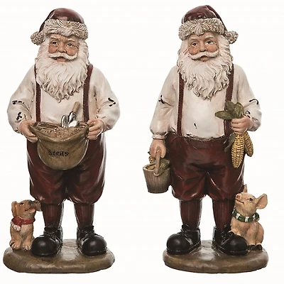 Farmhouse Santa Figurines, Set of 2