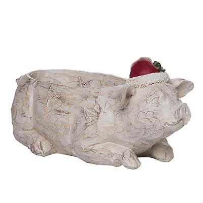Pig with Christmas Hat Decorative Bowl
