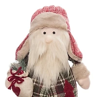 Plush Plaid Santa and Bear Shelf Sitters, Set of 2