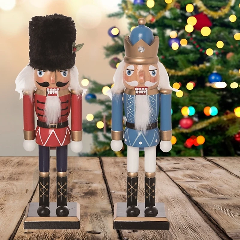 Traditional Wood Nutcrackers, Set of 2