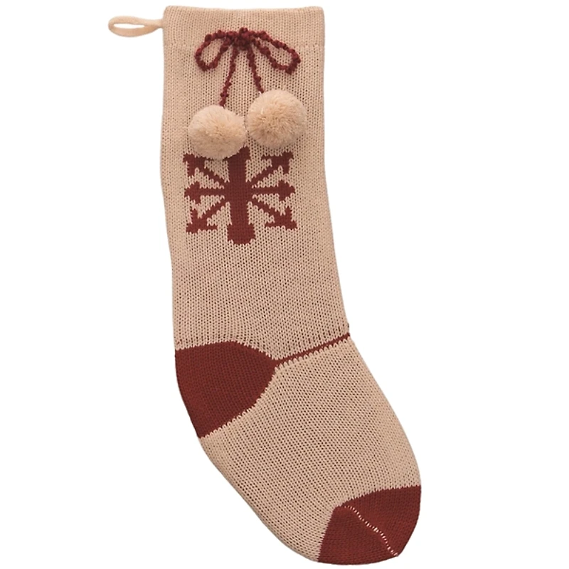 Red and White Knit Christmas Stockings, Set of 2