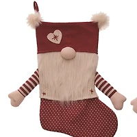 Red and Gray Gnome Christmas Stockings, Set of 2