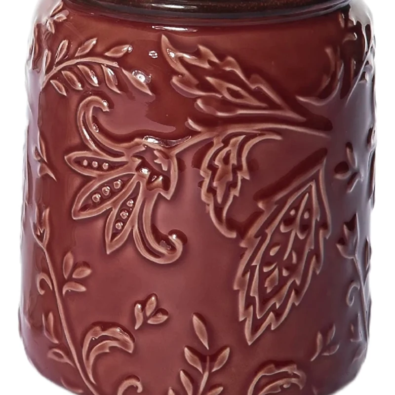 Red & White Embossed Cardinal Canisters, Set of 2