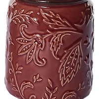 Red & White Embossed Cardinal Canisters, Set of 2