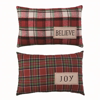 Plaid Believe & Joy Lumbar Pillows, Set of 2