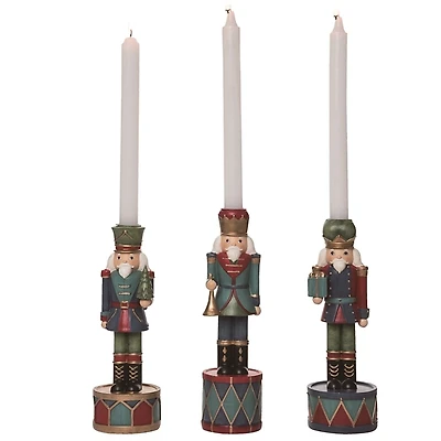 Nutcracker Taper Candle Holders, Set of 3