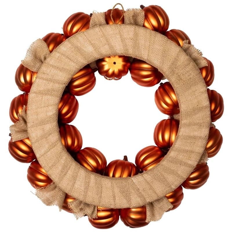 Jack o Lantern and Burlap Halloween Wreath