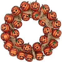 Jack o Lantern and Burlap Halloween Wreath