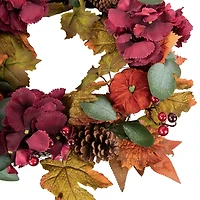 Burgundy Foliage and Pinecone Fall Wreath