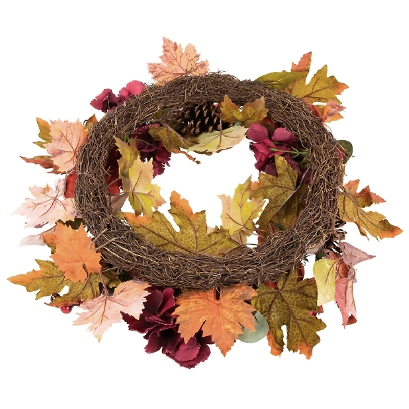 Burgundy Foliage and Pinecone Fall Wreath