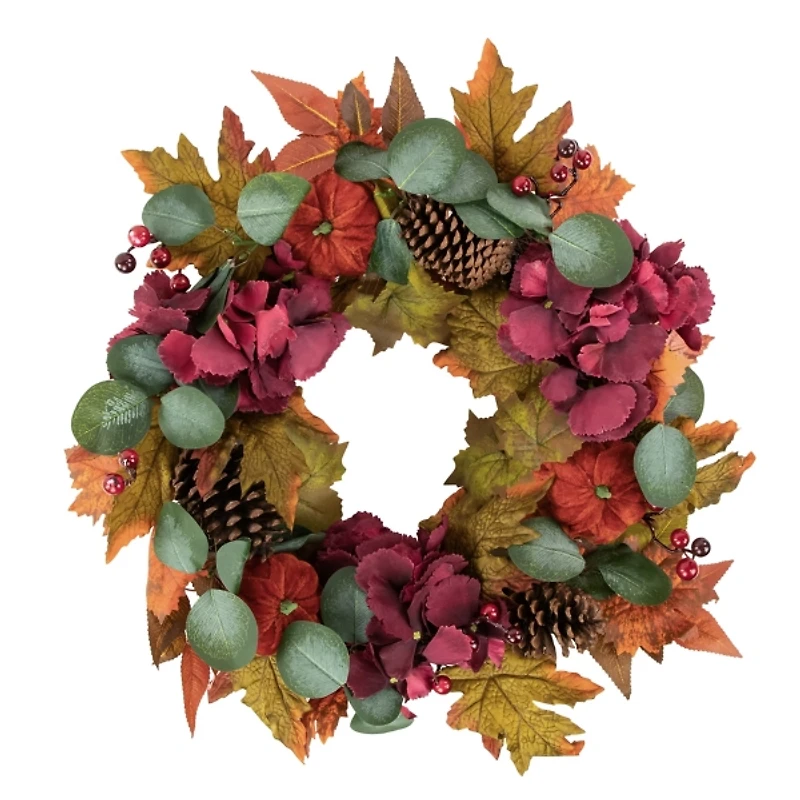 Burgundy Foliage and Pinecone Fall Wreath