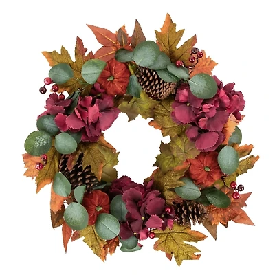 Burgundy Foliage and Pinecone Fall Wreath