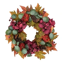 Burgundy Foliage and Pinecone Fall Wreath