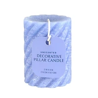 Blue Spiral Pillar Candle