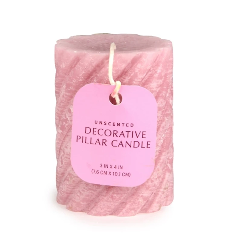 Pink Spiral Pillar Candle