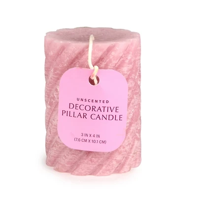 Pink Spiral Pillar Candle